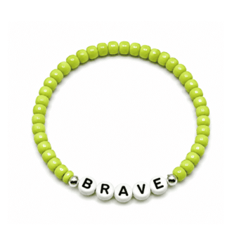 Green Beaded BRAVE Stretch Bracelet