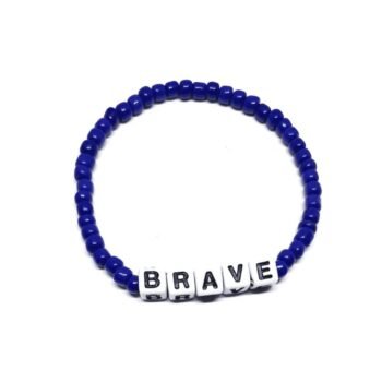 Handmade Blue Beaded BRAVE Word Bracelet