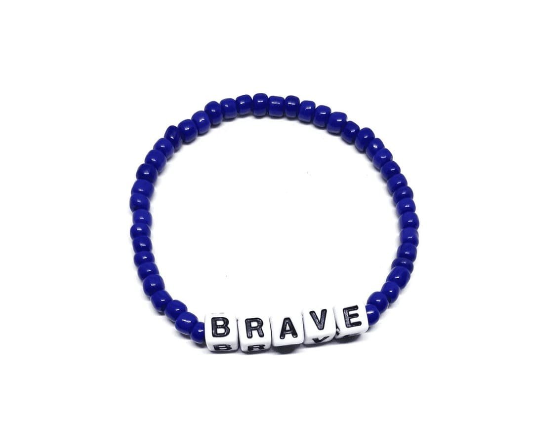 ZSTE-015 Handmade Blue Beaded BRAVE Word Bracelet Handmade Blue Beaded BRAVE Word Bracelet