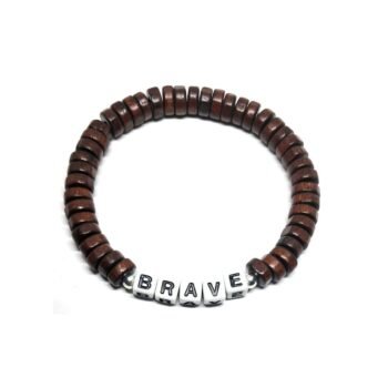 Custom Wooden Bead Stretch Bracelet - Brave