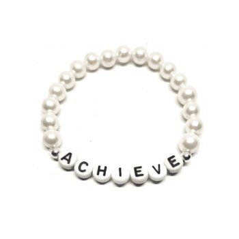 White Pearl ACHIEVE Word Bead Bracelet
