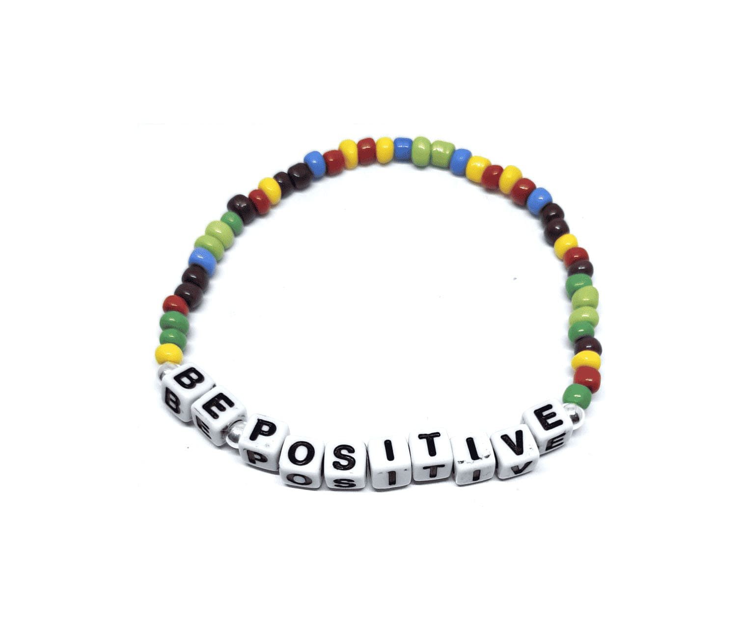 ZAFI-14 16-Multi-Color Seed Bead BE POSITIVE Bracelet Multi-Color Seed Bead BE POSITIVE Bracelet