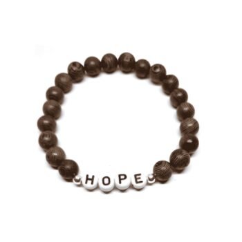 Brown Wood HOPE Word Bead Bracelet