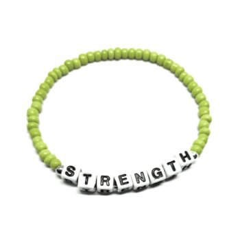 Lime Green Seed Bead STRENGTH Word Bracelet
