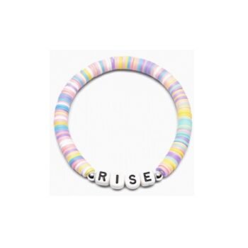 Multicolor Pastel Heishi RISE Word Bead Bracelet
