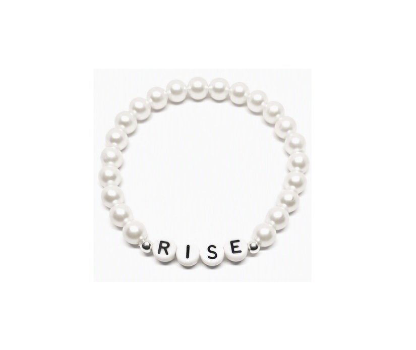ZAFI-22 3-White Pearl RISE Word Bead Bracelet White Pearl RISE Word Bead Bracelet