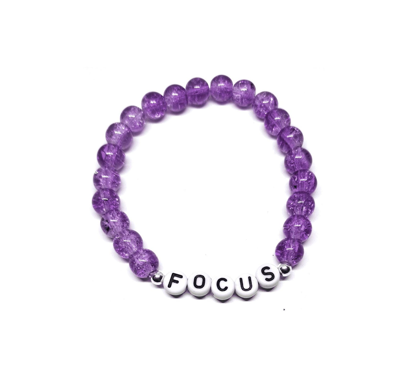 ZBEAD-001 8-8mm Purple Crystal FOCUS Beaded Bracelet 8mm Purple Crystal FOCUS Beaded Bracelet
