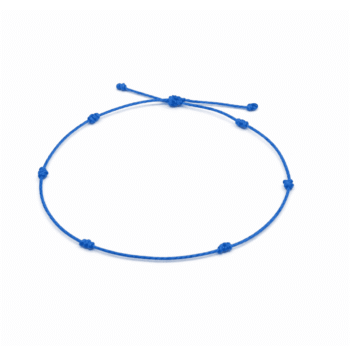 Blue 1mm waterproof knotted string bracelet with sliding closure