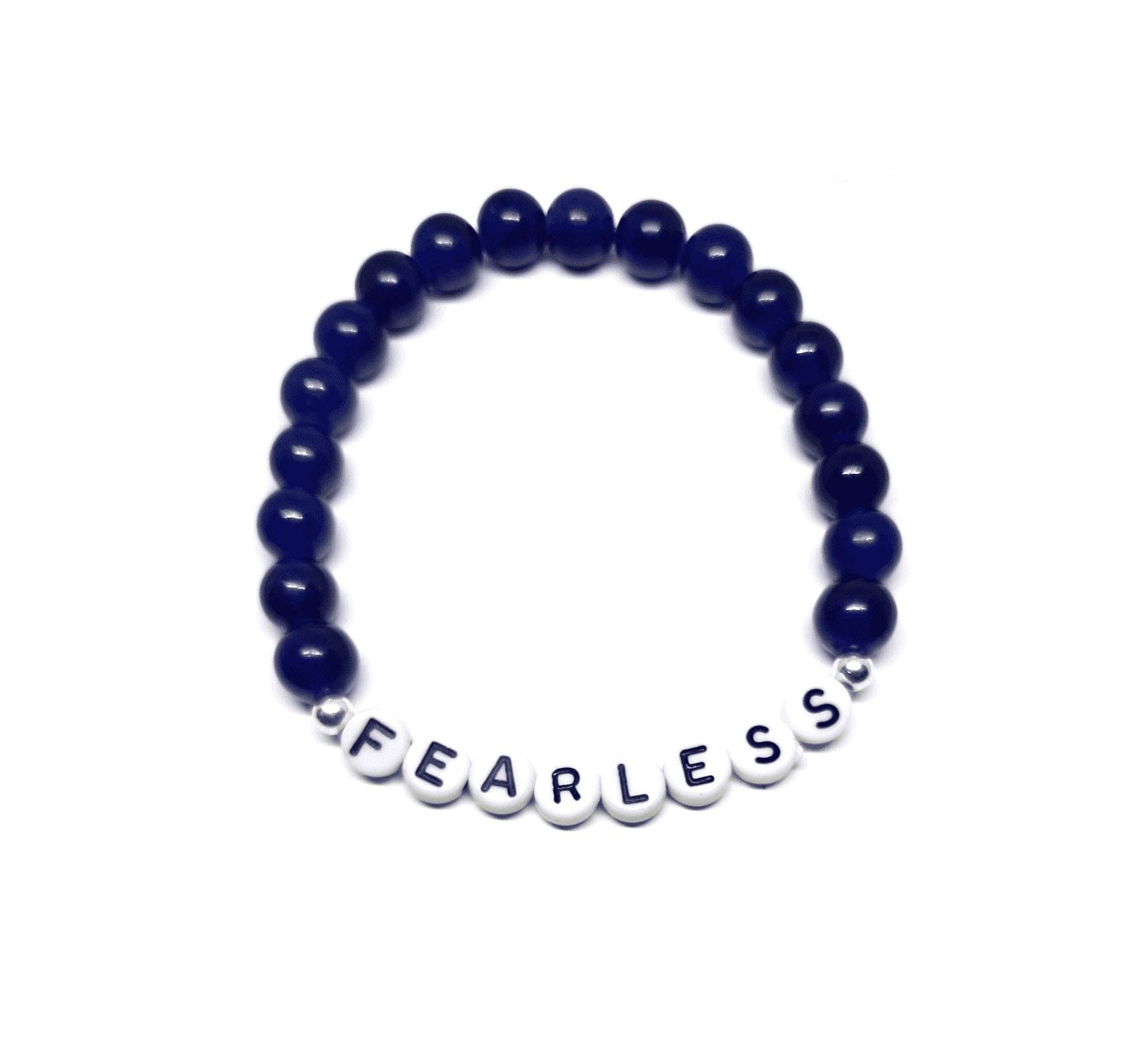 ZINS-013 4-Navy Blue FEARLESS Inspirational Beaded Bracelet Navy blue 8mm beaded Fearless bracelet with FEARLESS letter beads