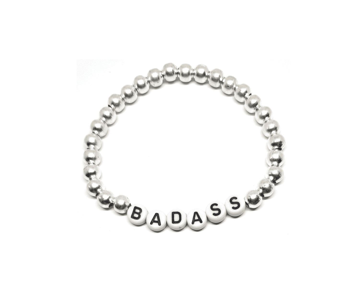 ZW-EM-006 Silver Bead Badass Word Bracelet Silver Bead Badass Word Bracelet
