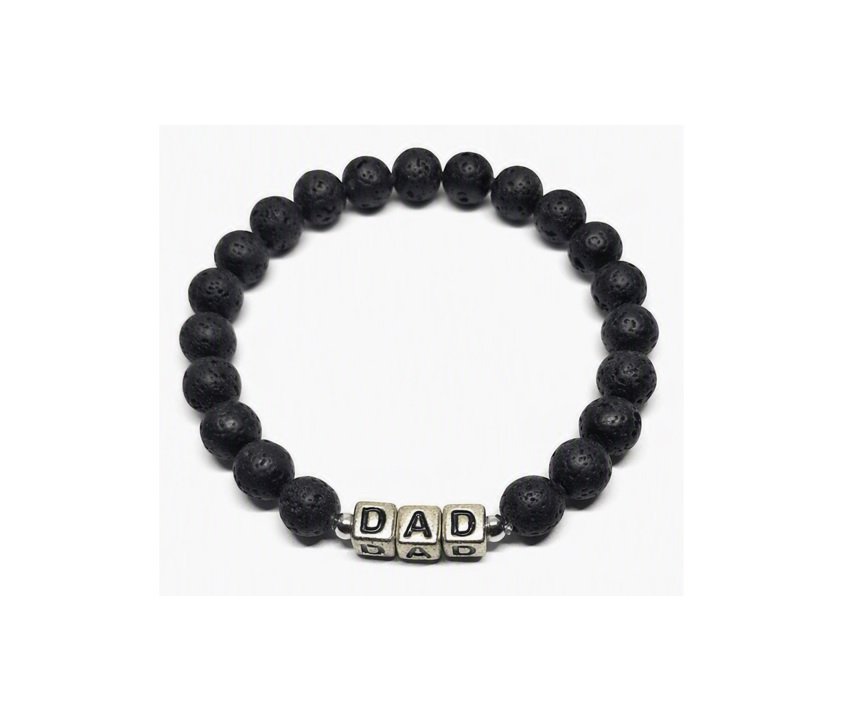 ZW-FM-001 Black Lava Stone Dad Word Bracelet Black Lava Stone Dad Word Bracelet
