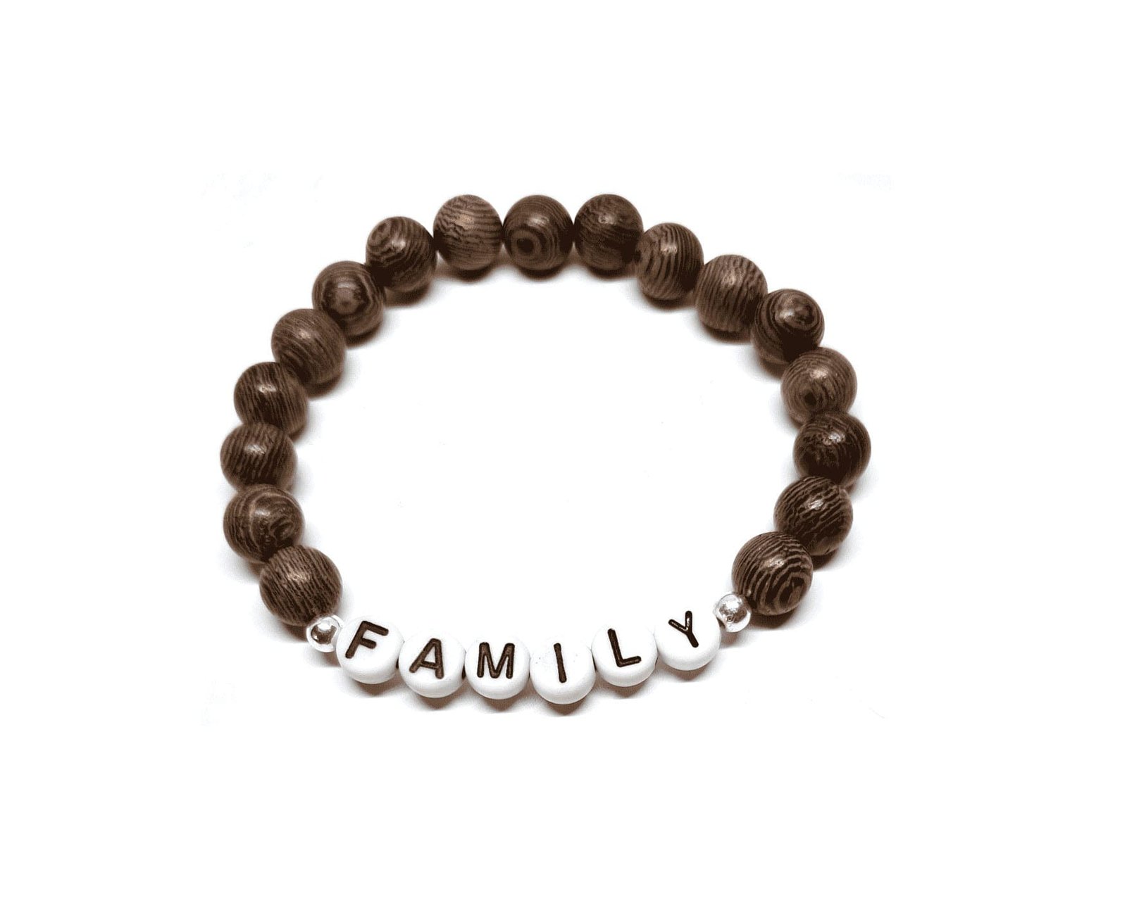 ZW-FM-002 Brown Wood Family Word Bracelet Brown Wood Family Word Bracelet