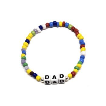 Multicolor Seed Bead Dad Word Bracelet