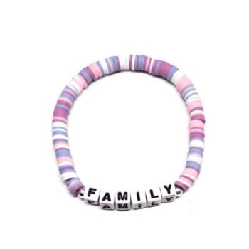 Pastel Multicolor Heishi Family Word Bracelet