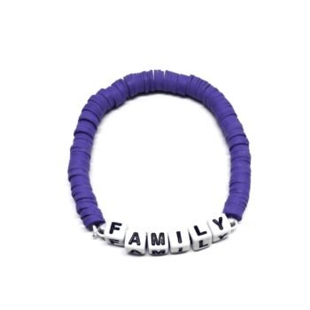 Purple Heishi Family Word Bracelet