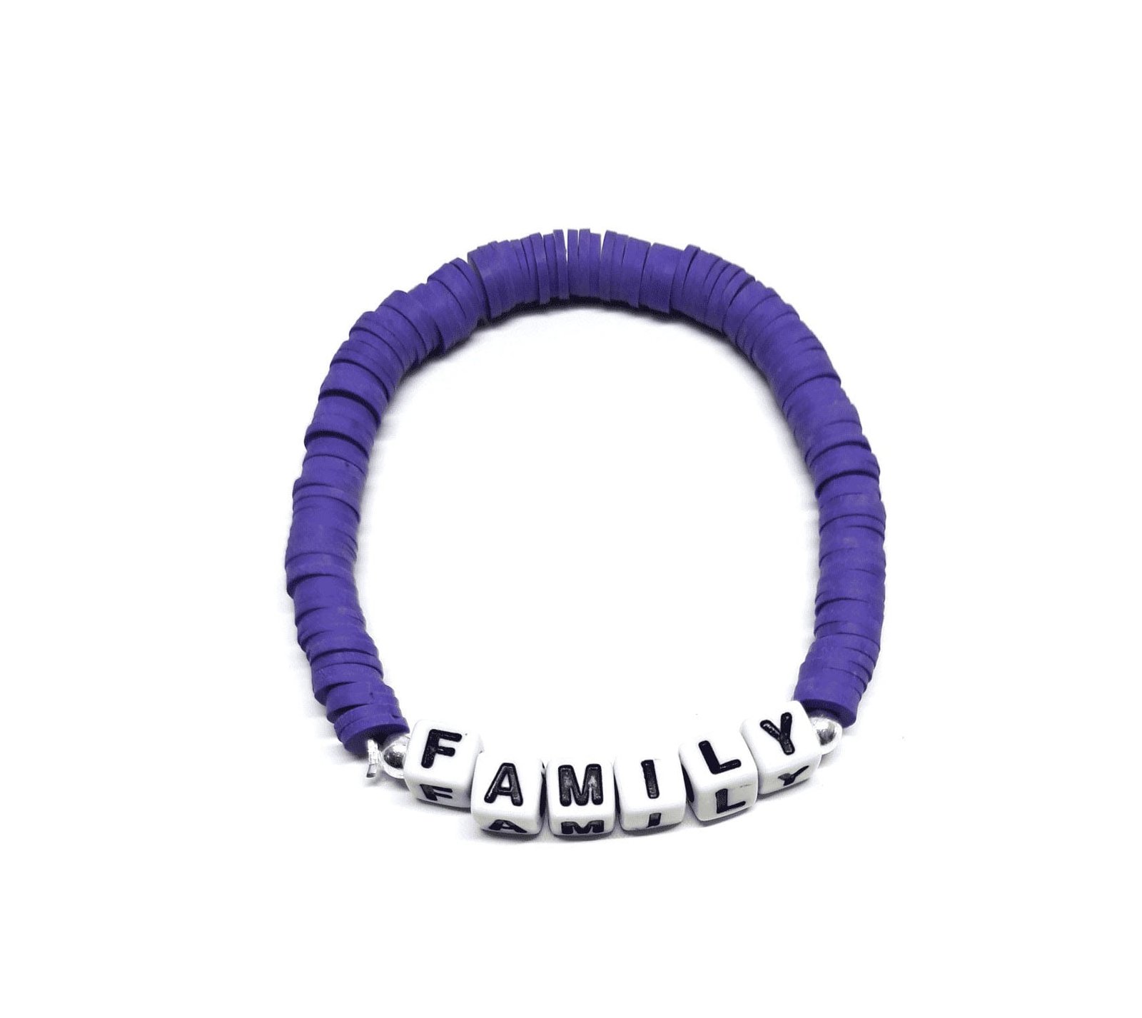 ZW-FM-002 Purple Heishi Family Word Bracelet Purple Heishi Family Word Bracelet