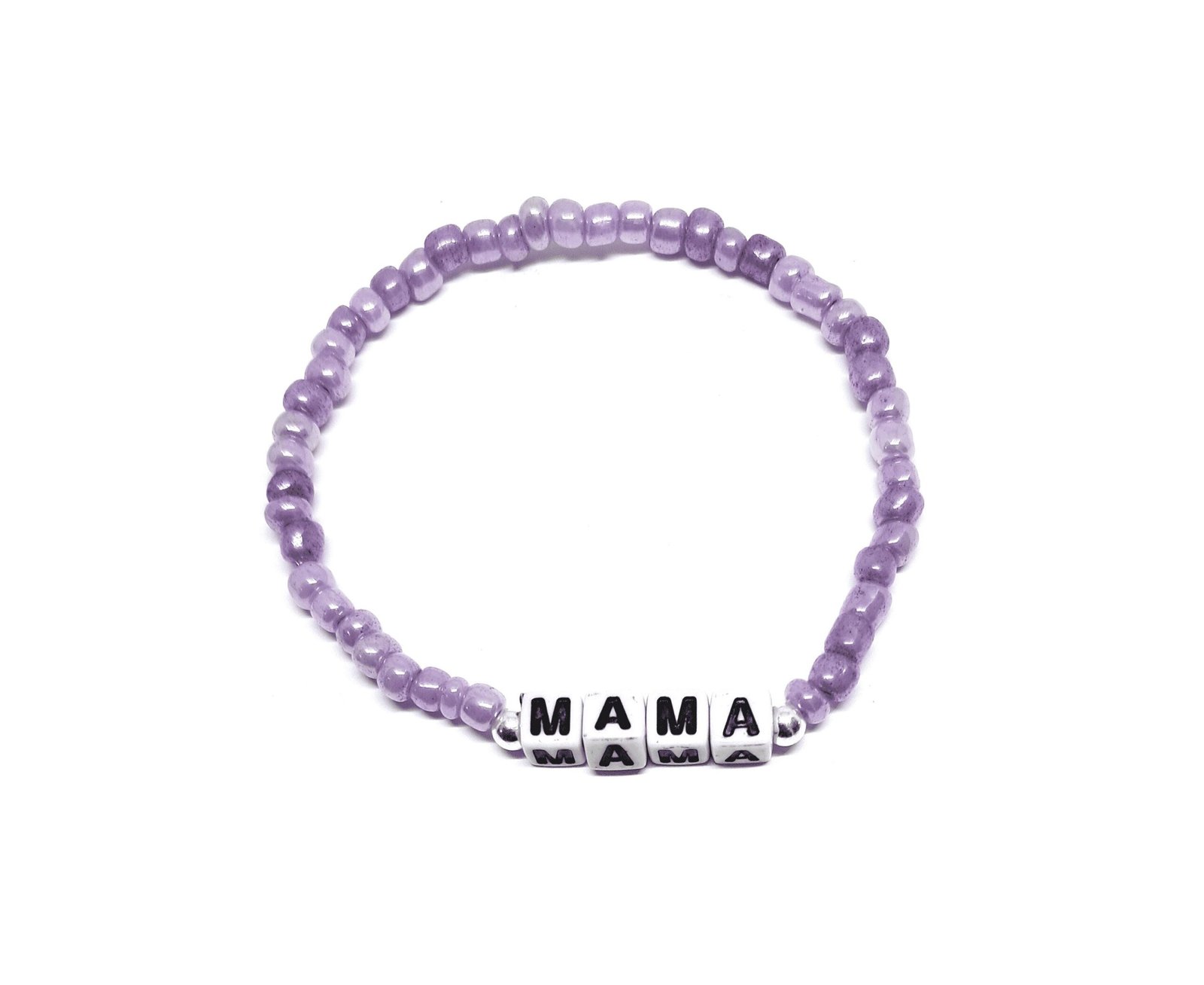 ZW-FM-003 Lavender Seed Bead Mama Word Bracelet Lavender Seed Bead Mama Word Bracelet