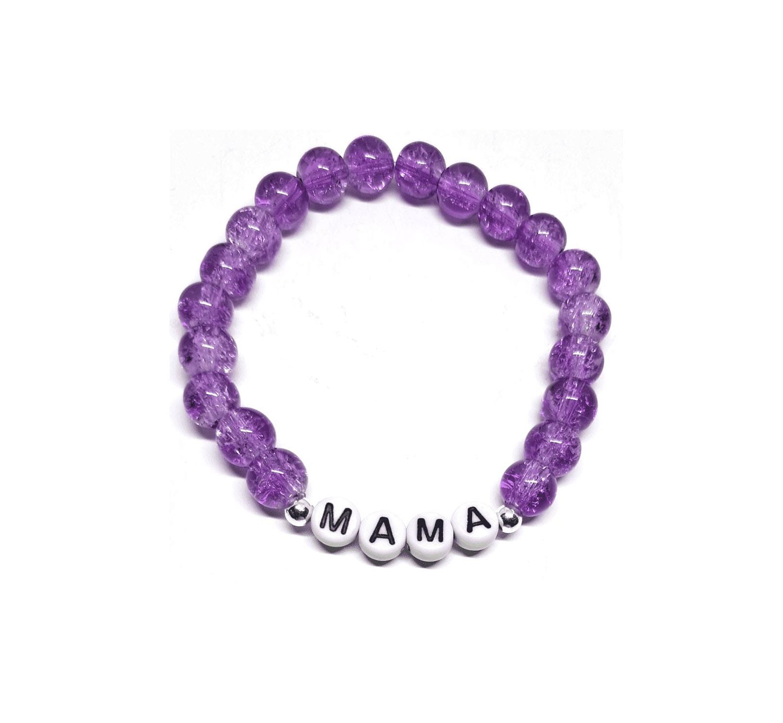 ZW-FM-003 Purple Crackle Glass Bead Mama Word Bracelet Purple Crackle Glass Bead Mama Word Bracelet