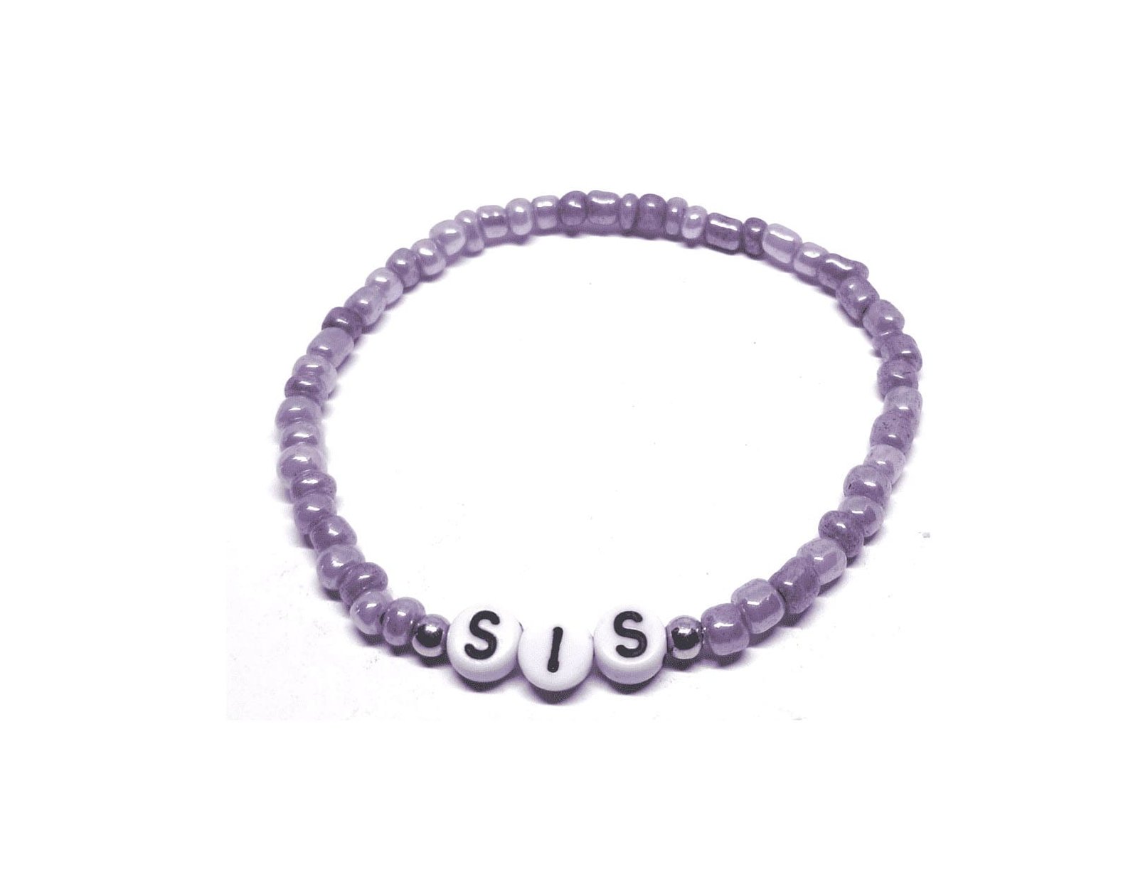 ZW-FM-004 Lavender Seed Bead Sis Word Bracelet Lavender Seed Bead Sis Word Bracelet