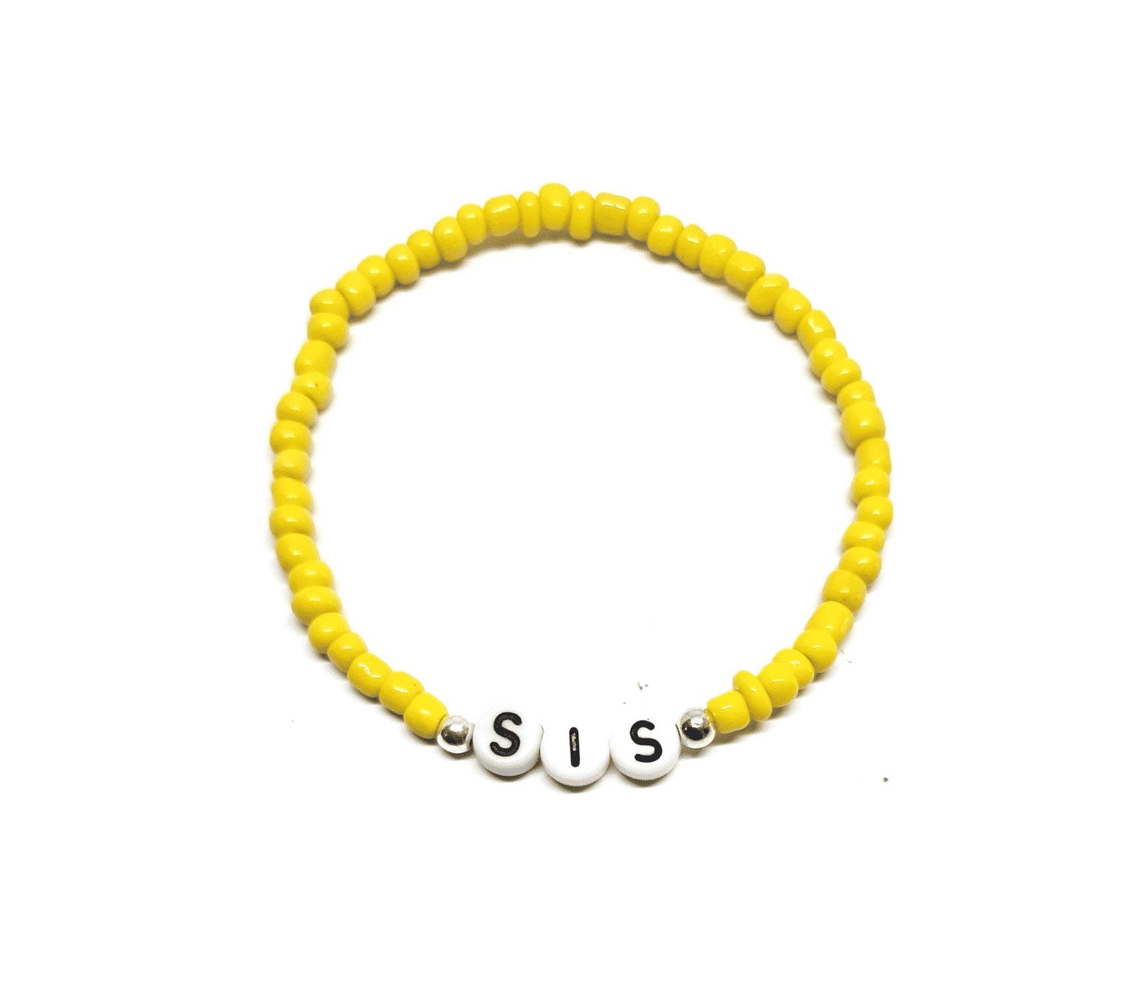 ZW-FM-004 Yellow Seed Bead Sis Word Bracelet Yellow Seed Bead Sis Word Bracelet
