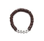 Dark Brown Wood Heishi Bond Word Bracelet