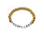 ZW-FR-002 Green Seed Bead Good Vibes Word Bracelet
