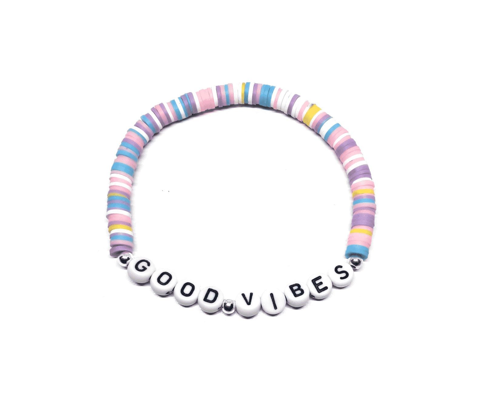 ZW-FR-002 Pastel Multicolor Heishi Good Vibes Word Bracelet Pastel Multicolor Heishi Good Vibes Word Bracelet