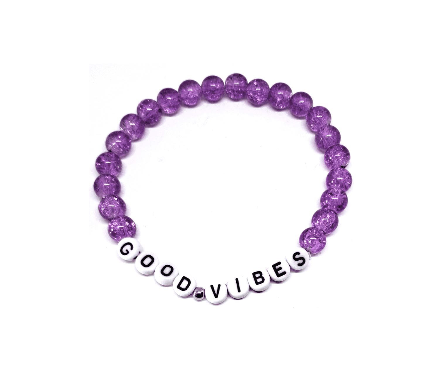 ZW-FR-002 Purple Crackle Good Vibes Word Bracelet Purple Crackle Good Vibes Word Bracelet
