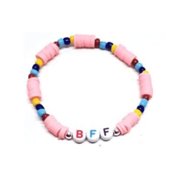 Pink Clay BFF Word Bracelet
