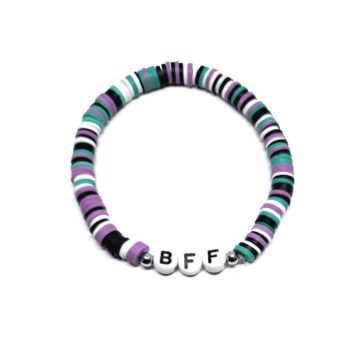 Purple & Teal Heishi BFF Word Bracelet