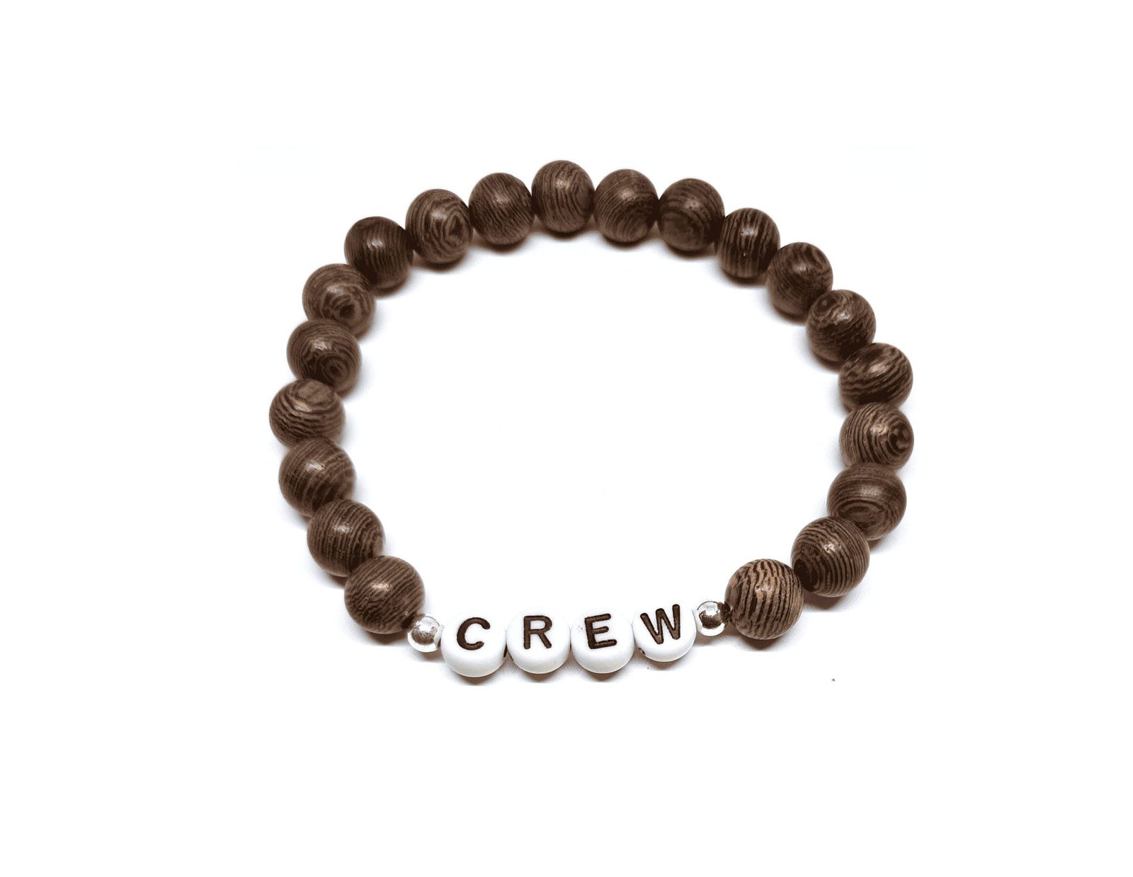 ZW-FR-004 Brown Wood Crew Word Bracelet Brown Wood Crew Word Bracelet
