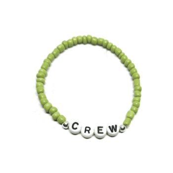 Green Seed Bead Crew Word Bracelet
