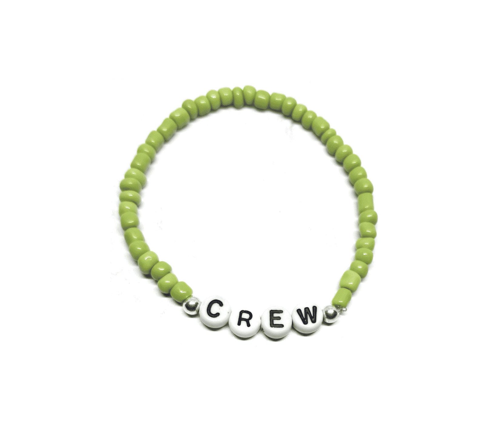 ZW-FR-004 Green Seed Bead Crew Word Bracelet Green Seed Bead Crew Word Bracelet