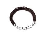 ZW-FR-006 Pink Heishi Best Bitch Word Bracelet