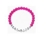 ZW-FR-006 Pink Heishi Best Bitch Word Bracelet