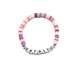 ZW-FR-006 Pink Heishi Best Bitch Word Bracelet
