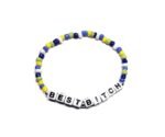 ZW-FR-006 Pink Heishi Best Bitch Word Bracelet