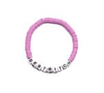 ZW-FR-006 Pink Heishi Best Bitch Word Bracelet