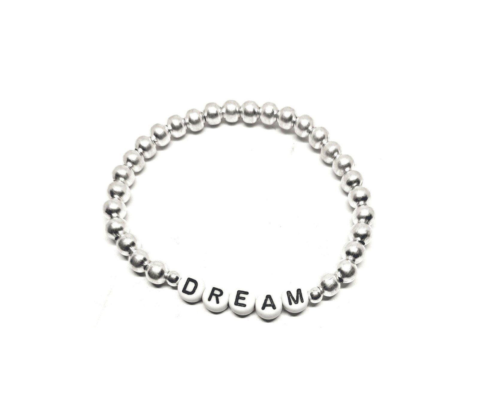 ZW-IN-001 Silver Metal Bead DREAM Word Bead Bracelet Silver Metal Bead DREAM Word Bead Bracelet