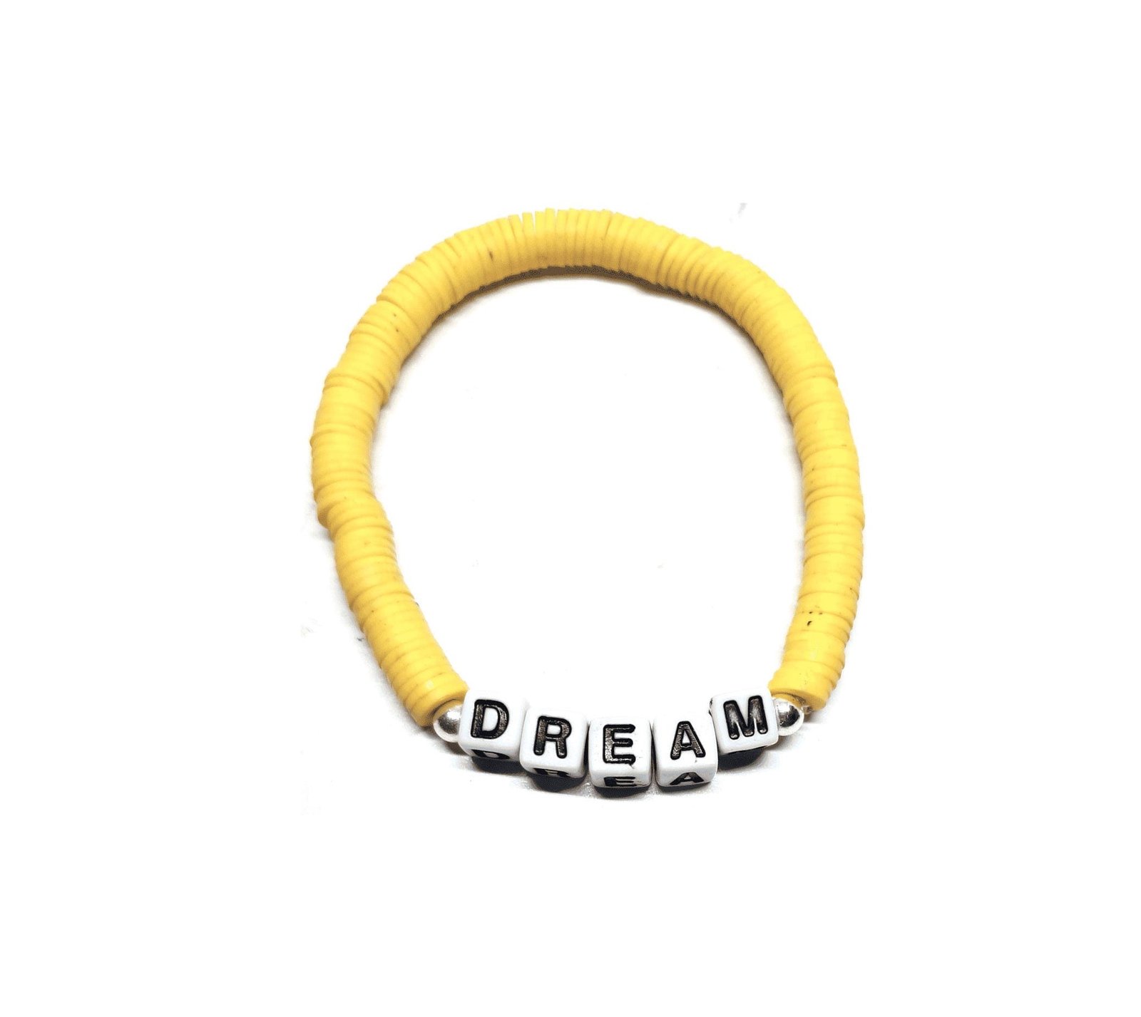 ZW-IN-001 Yellow Clay Heishi DREAM Word Bead Bracelet Yellow Clay Heishi DREAM Word Bead Bracelet