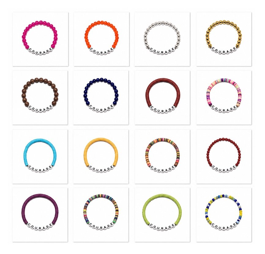 ZW-IN-002 ZORA COURAGE word bead bracelet - full range of available bead colors and materials ZORA COURAGE word bead bracelet - full range of available bead colors and materials