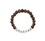 ZW-IN-002 ZORA COURAGE word bead bracelet with rainbow clay heishi beads