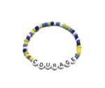 ZW-IN-002 ZORA COURAGE word bead bracelet with rainbow clay heishi beads