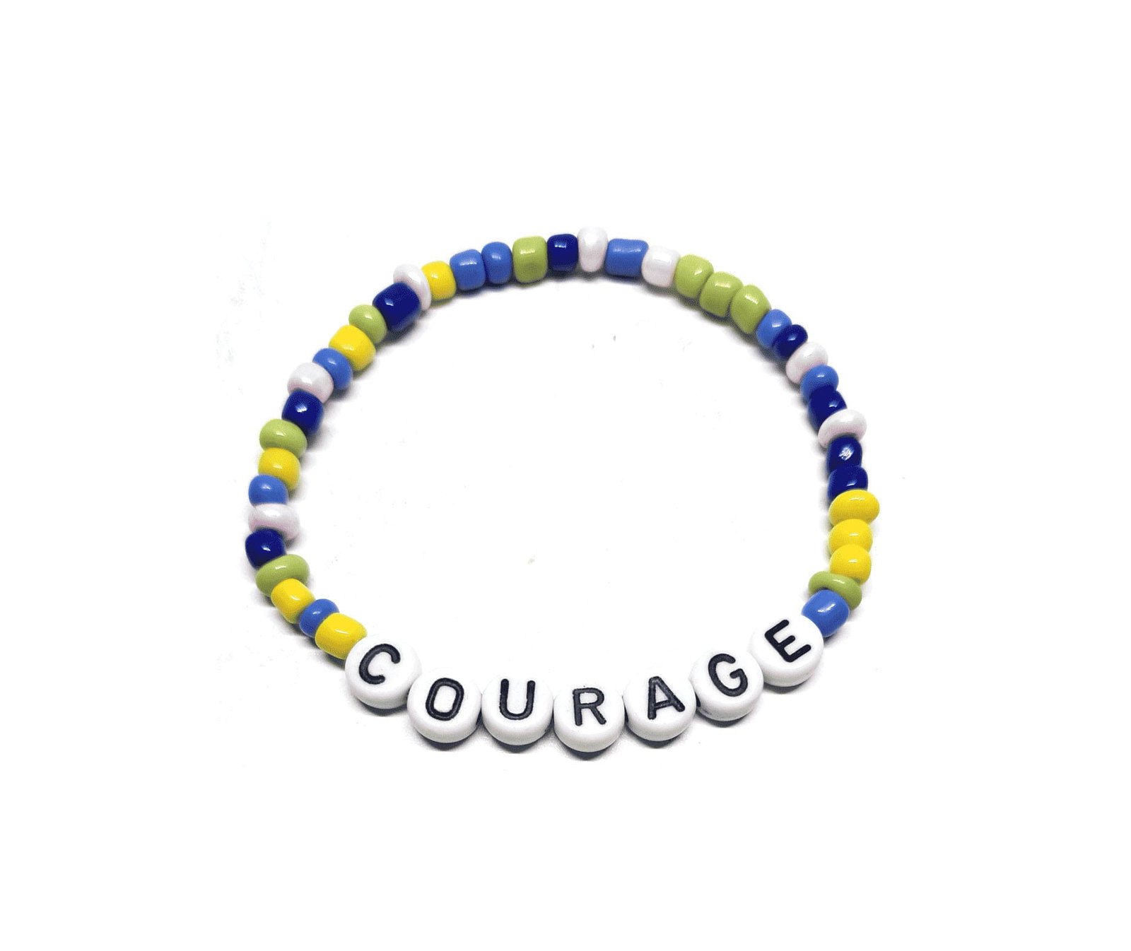 ZW-IN-002 ZORA COURAGE word bead bracelet with multicolor seed beads ZORA COURAGE word bead bracelet with multicolor seed beads