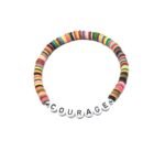 ZW-IN-002 ZORA COURAGE word bead bracelet with rainbow clay heishi beads