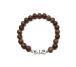 ZW-IN-003 ZORA WIN word bead bracelet with brown wood round beads