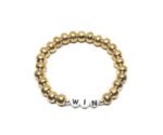 ZW-IN-003 ZORA WIN word bead bracelet with brown wood round beads