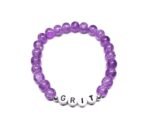 ZW-IN-004 ZORA GRIT word bead bracelet with white glass pearl beads