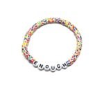 ZW-IN-005 ZORA ENOUGH word bead bracelet with multicolor seed beads