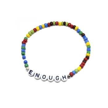 ZORA ENOUGH word bead bracelet with multicolor seed beads